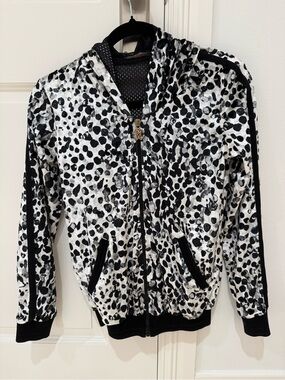 Roberto Cavalli Cheetah Print Velvet Zip-up Hoodie. XS.
